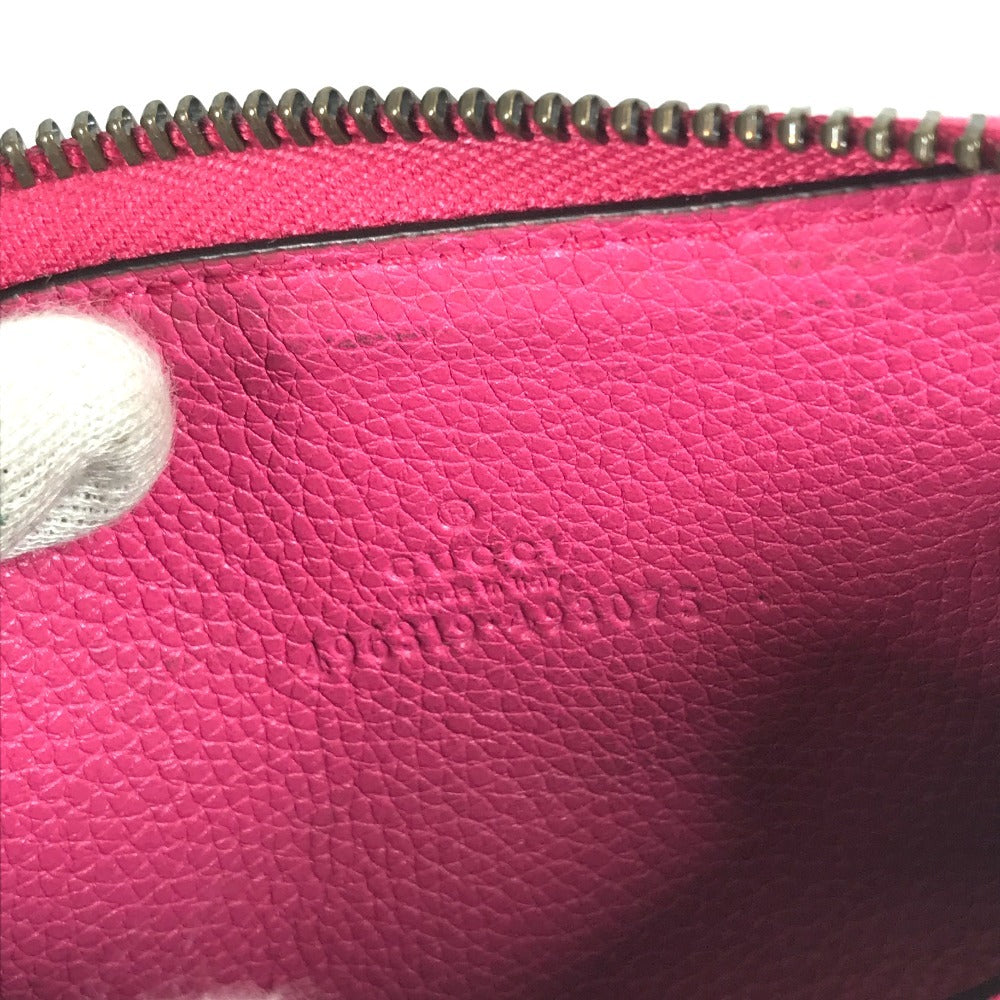 GUCCI 496319 Logo Wallet Coin Purse Round Zipper Coin Case Leather Unisex Pink