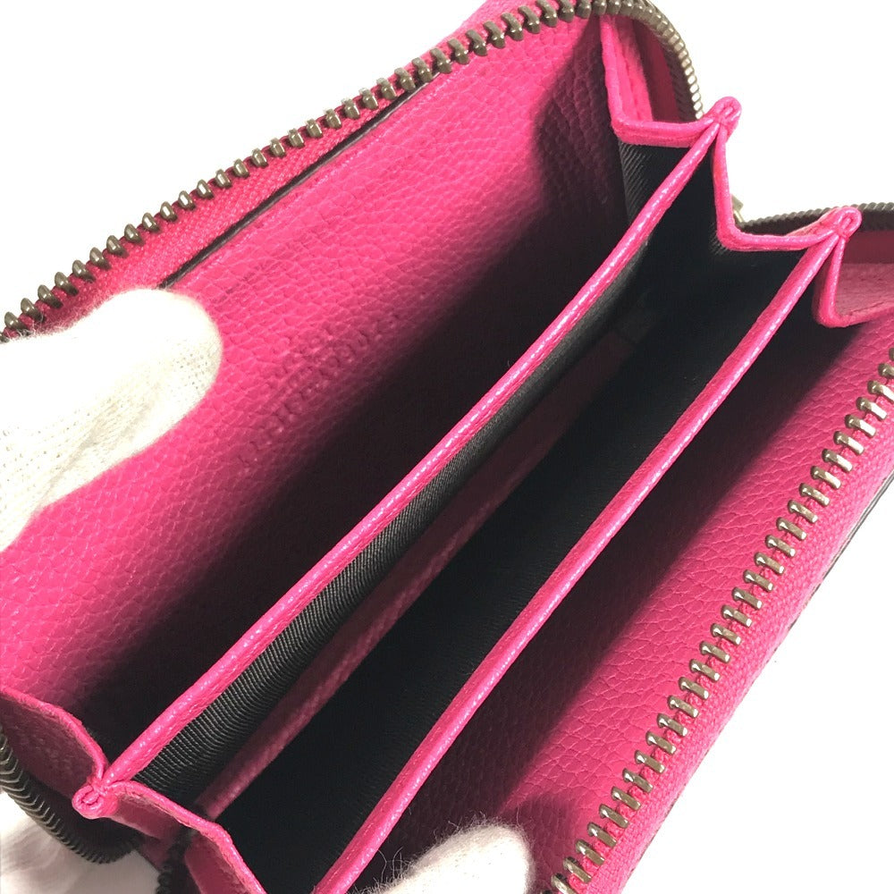 GUCCI 496319 Logo Wallet Coin Purse Round Zipper Coin Case Leather Unisex Pink