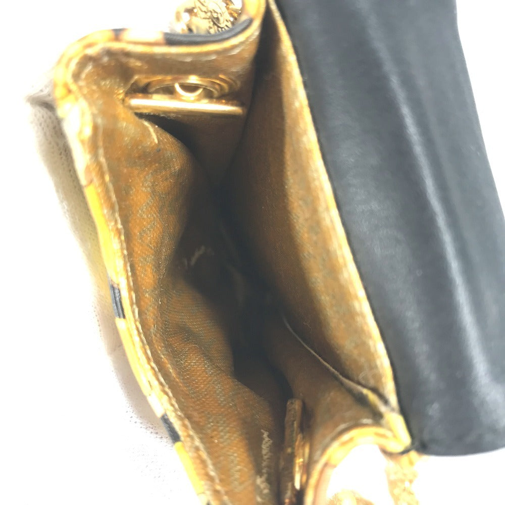 VERSACE Vintage phone cases Leopard pattern leopard Pouch Chain Shoulder Bag PVC/Leather yellow/Black Used