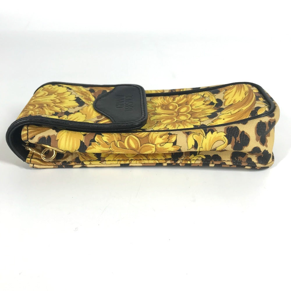 VERSACE Vintage phone cases Leopard pattern leopard Pouch Chain Shoulder Bag PVC/Leather yellow/Black Used