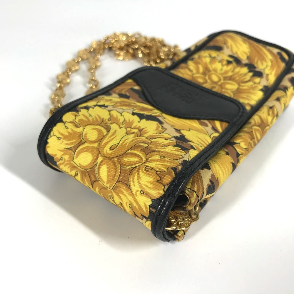 VERSACE Vintage phone cases Leopard pattern leopard Pouch Chain Shoulder Bag PVC/Leather yellow/Black Used