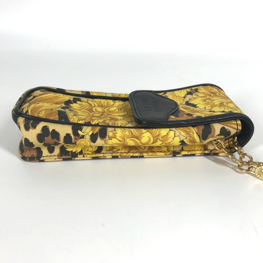 VERSACE Vintage phone cases Leopard pattern leopard Pouch Chain Shoulder Bag PVC/Leather yellow/Black Used