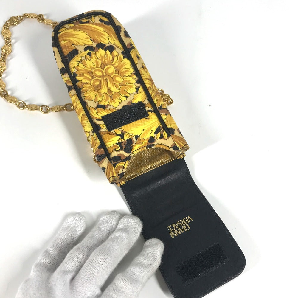 VERSACE Vintage phone cases Leopard pattern leopard Pouch Chain Shoulder Bag PVC/Leather yellow/Black Used