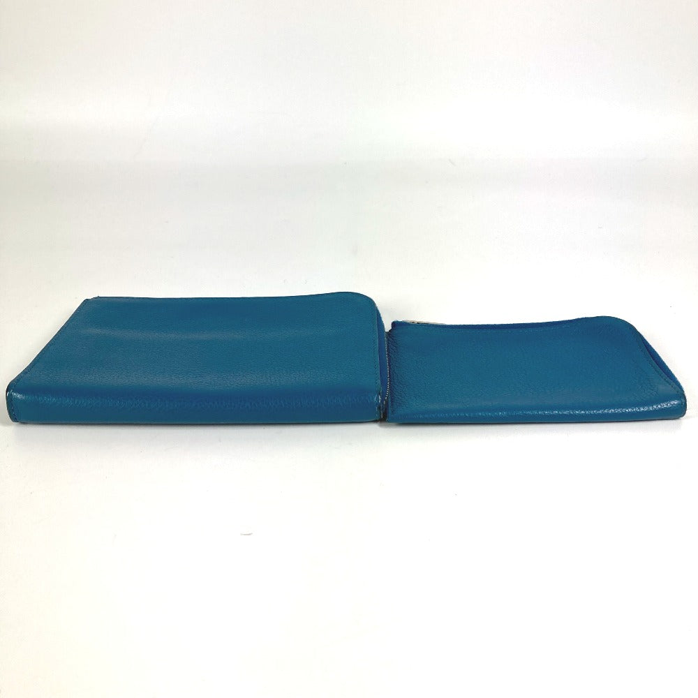 HERMES Remix Duo L-shaped Zipper with Coin Case Wallet Coin Purse Bifold Wallet Leather Unisex Blue