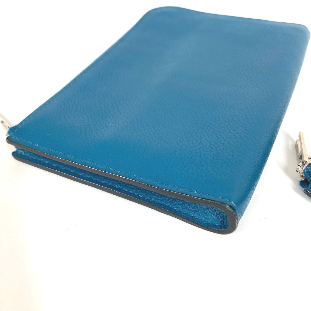 HERMES Remix Duo L-shaped Zipper with Coin Case Wallet Coin Purse Bifold Wallet Leather Unisex Blue