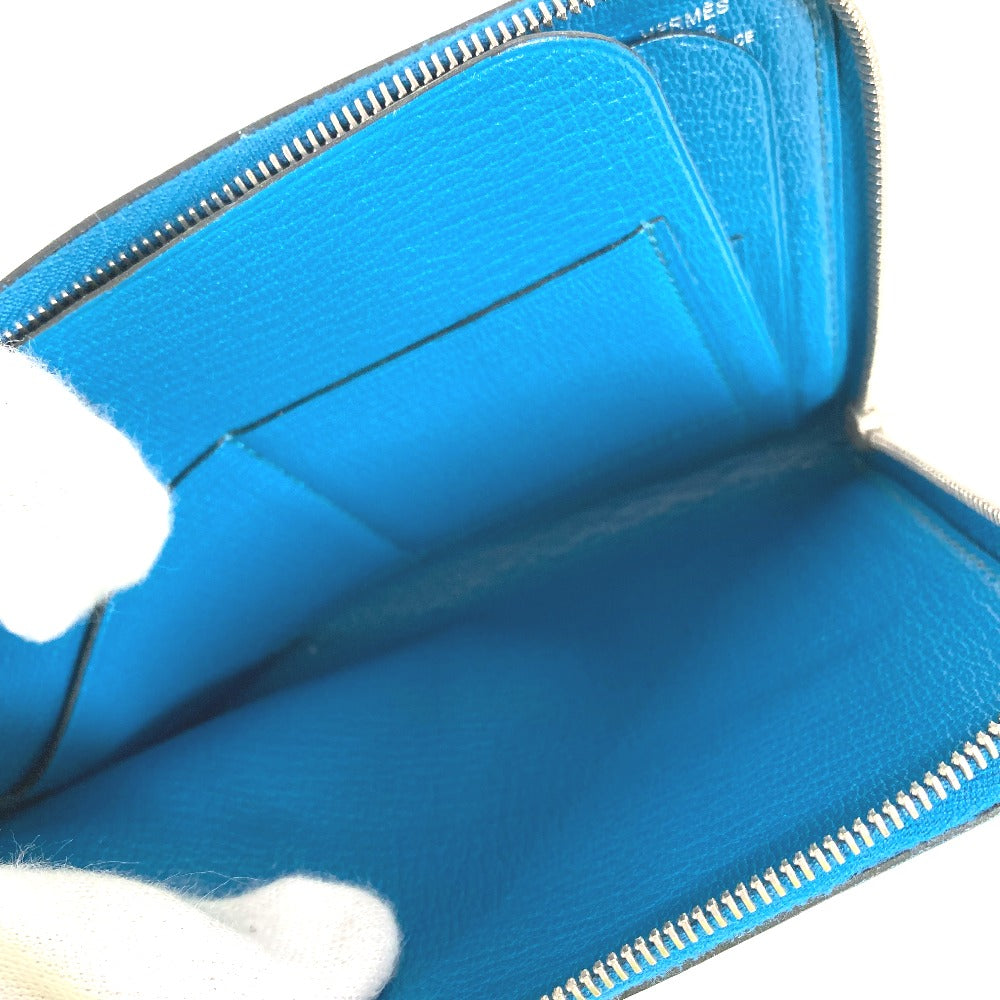 HERMES Remix Duo L-shaped Zipper with Coin Case Wallet Coin Purse Bifold Wallet Leather Unisex Blue