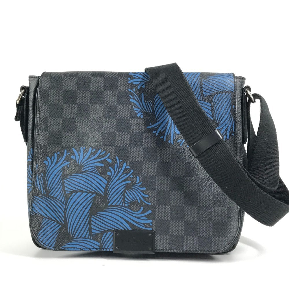 루이비통 N41714 다미에 그라파이트 디스트릭트 PM 크리스토퍼 네메스 로프 모티브 메신저 백 크로스바디 백 플랩 숄더백 다미에 그라파이트 캔버스 남성 블랙