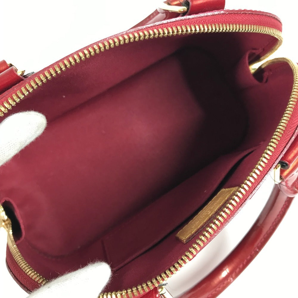 Louis vuitton m91593 vernis rayeur jalur alma bb 2way crossbody beg bahu beg tangan paten kulit wanita pomme d'Amour merah