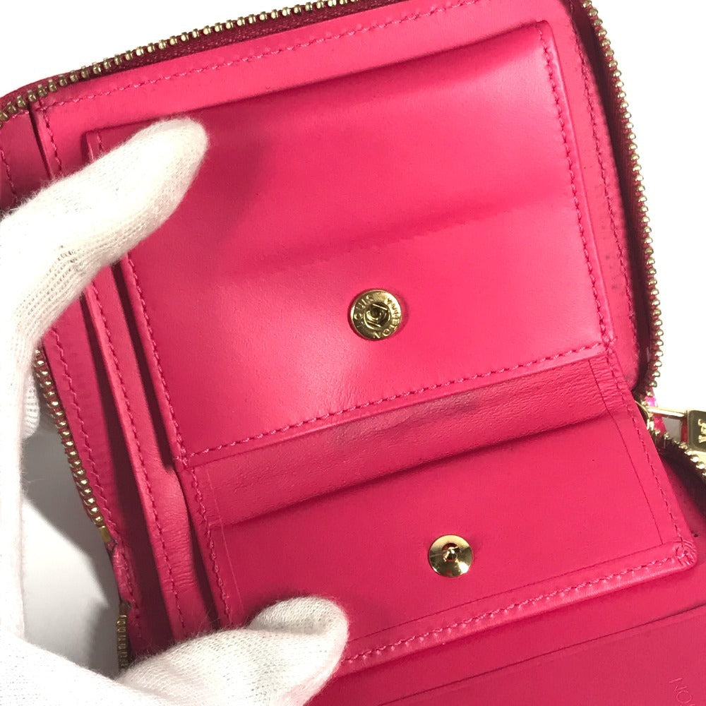 LOUIS VUITTON M91238 モノグラムヴェルニ ブルーム コンパクトウォレット ラウンドファスナー 2つ折り財布 モノグラムヴェルニキャンバス レディース フューシャピンク ピンク