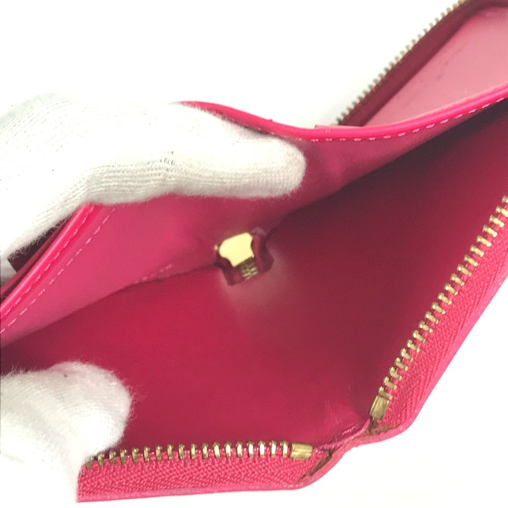 LOUIS VUITTON M91238 モノグラムヴェルニ ブルーム コンパクトウォレット ラウンドファスナー 2つ折り財布 モノグラムヴェルニキャンバス レディース フューシャピンク ピンク