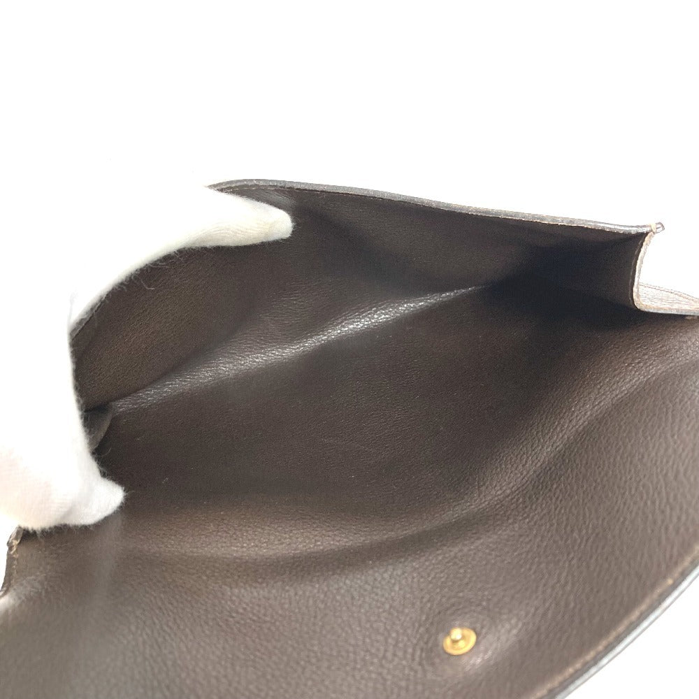 HERMES Vintage Logo Bag Pouch Flap Second Bag Clutch Bag Leather Unisex Brown