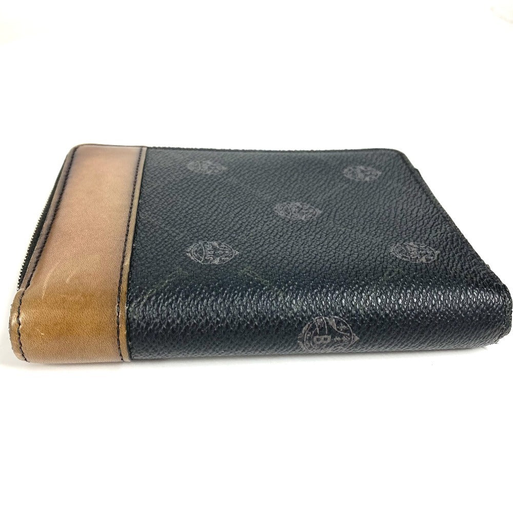 Berluti Logo Billfold Expedition Compact Zip Wallet Wallet Round Zipper Bifold Wallet PVC/Leather Unisex Black