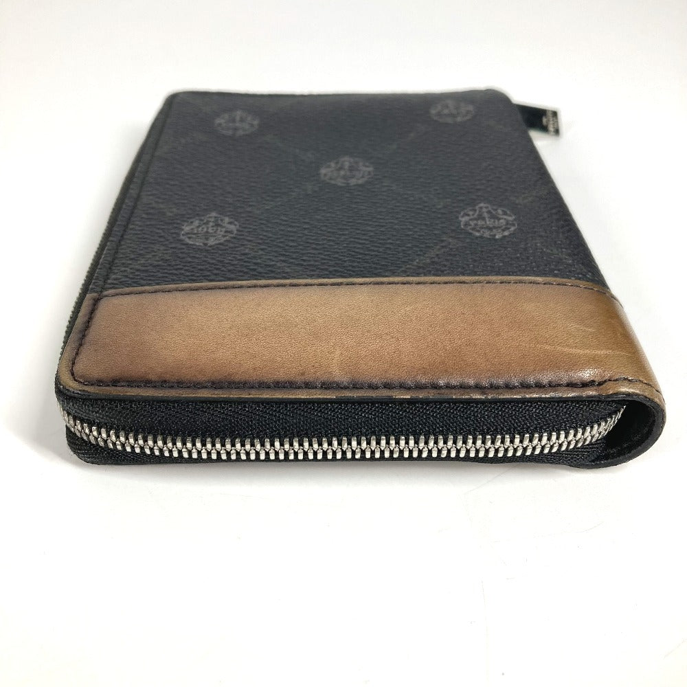 Berluti Logo Billfold Expedition Compact Zip Wallet Wallet Round Zipper Bifold Wallet PVC/Leather Unisex Black