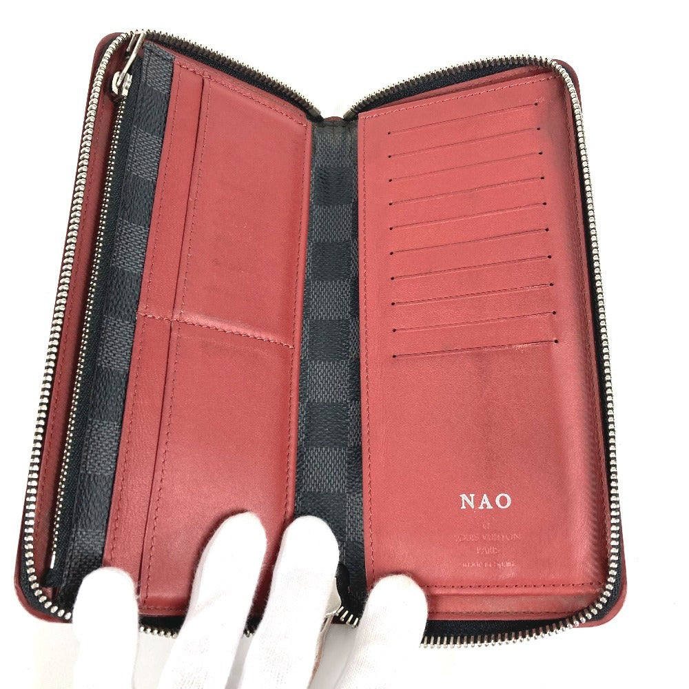 LOUIS VUITTON N63304 Damier Graphite Zippy Wallet Vertical Long Wallet Round Zipper Long Wallet Damier Graphite Canvas Unisex Black