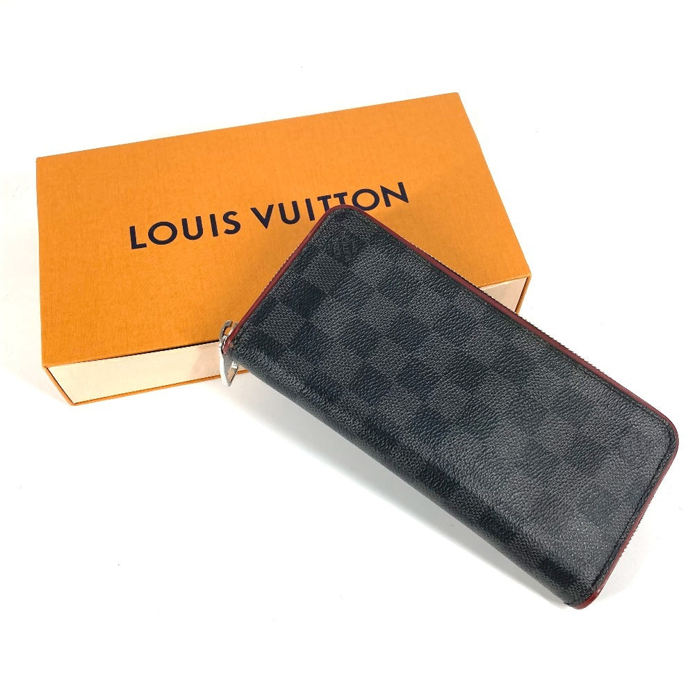 LOUIS VUITTON N63304 Damier Graphite Zippy Wallet Vertical Long Wallet Round Zipper Long Wallet Damier Graphite Canvas Unisex Black