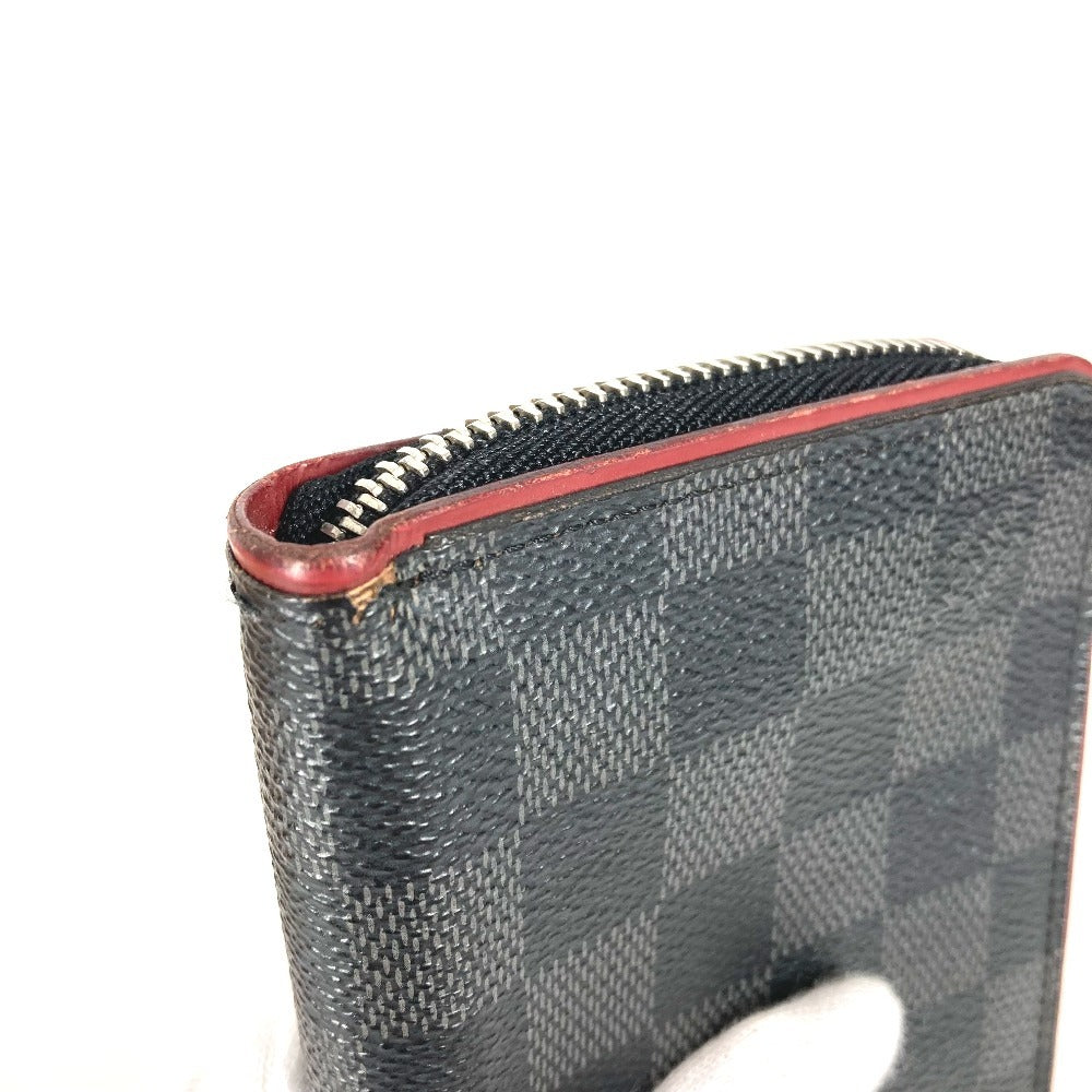 LOUIS VUITTON N63304 Damier Graphite Zippy Wallet Vertical Long Wallet Round Zipper Long Wallet Damier Graphite Canvas Unisex Black