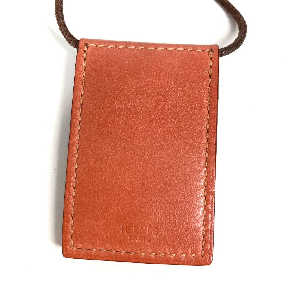 HERMES Photo Case Photo Pendant Accessory Necklace Leather Women's Pink