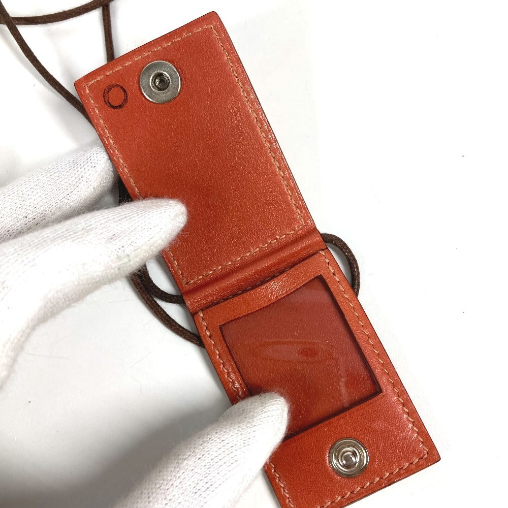 HERMES Photo Case Photo Pendant Accessory Necklace Leather Women's Pink