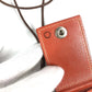 HERMES Photo Case Photo Pendant Accessory Necklace Leather Women's Pink