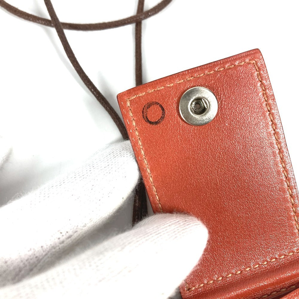 HERMES Photo Case Photo Pendant Accessory Necklace Leather Women's Pink