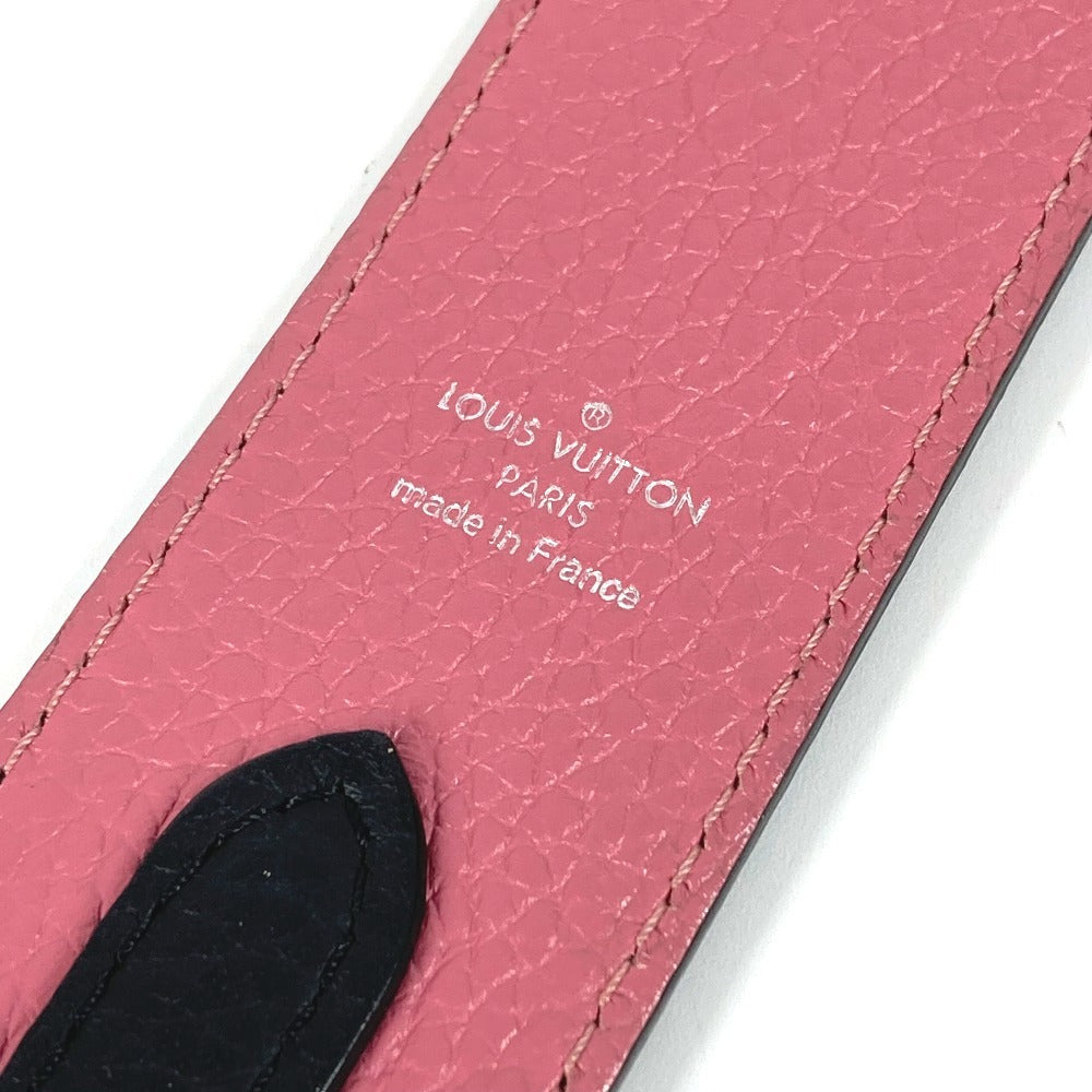 LOUIS VUITTON モノグラムフラワー スタッズ ロゴ ショルダーストラップ レザー レディース ブラック