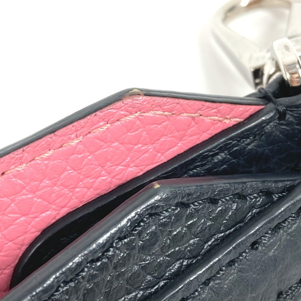 LOUIS VUITTON モノグラムフラワー スタッズ ロゴ ショルダーストラップ レザー レディース ブラック