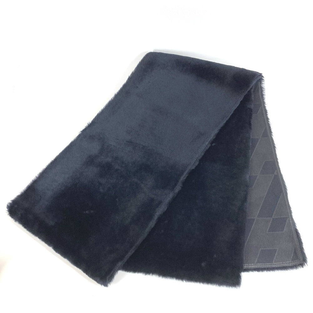 HERMES 革 ファー ショール ストール マフラー レザー ユニセックス ブラック