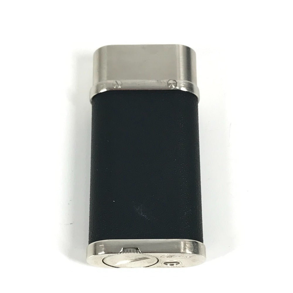 CARTIER logo Smoking tool Lighter Leather Black/Silver Used