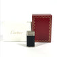 CARTIER logo Smoking tool Lighter Leather Black/Silver Used
