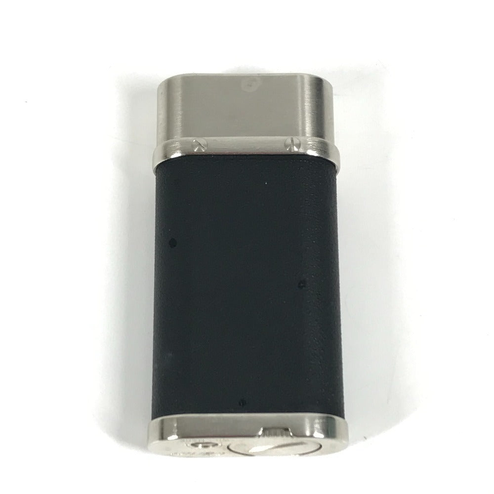 CARTIER logo Smoking tool Lighter Leather Black/Silver Used