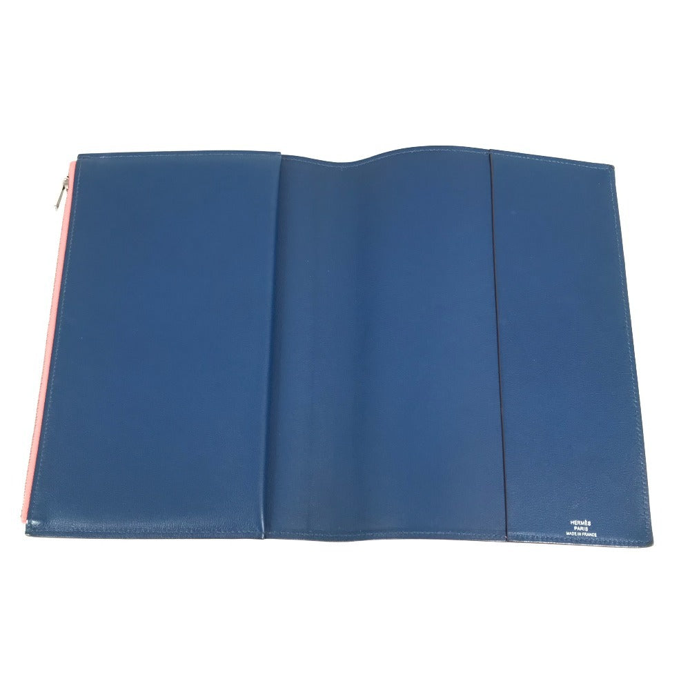 HERMES ステーショナリー バイカラー ノートパッド 《EAジップ》 A5 メモカバー ケース 手帳カバー ブックカバー ノートカバー レザー ユニセックス ローズアザレ ピンク