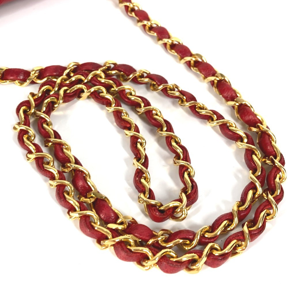 CHANEL ヴィンテージ マトラッセ キルティング CC ココマーク チェーン デカココ チェーンバッグ 斜め掛け カバン ポシェット ショルダーバッグ レザー レディース レッド