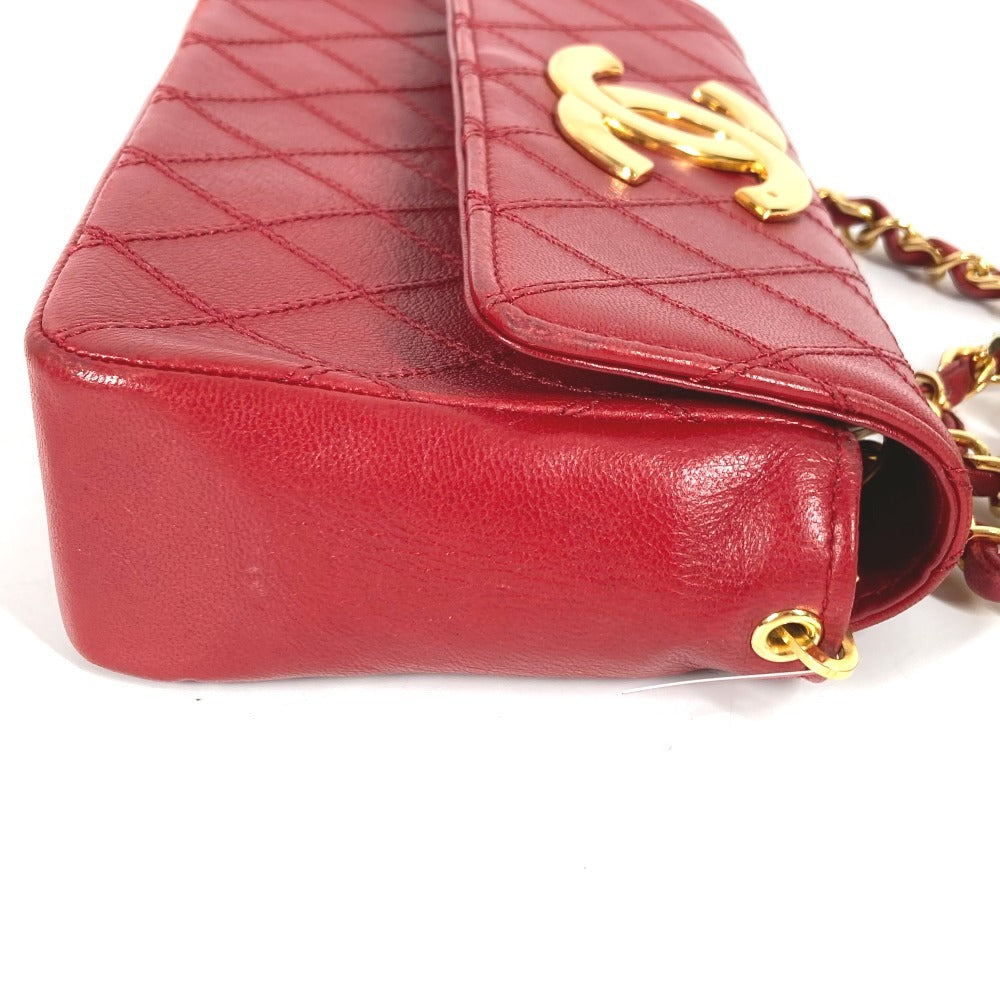 CHANEL ヴィンテージ マトラッセ キルティング CC ココマーク チェーン デカココ チェーンバッグ 斜め掛け カバン ポシェット ショルダーバッグ レザー レディース レッド