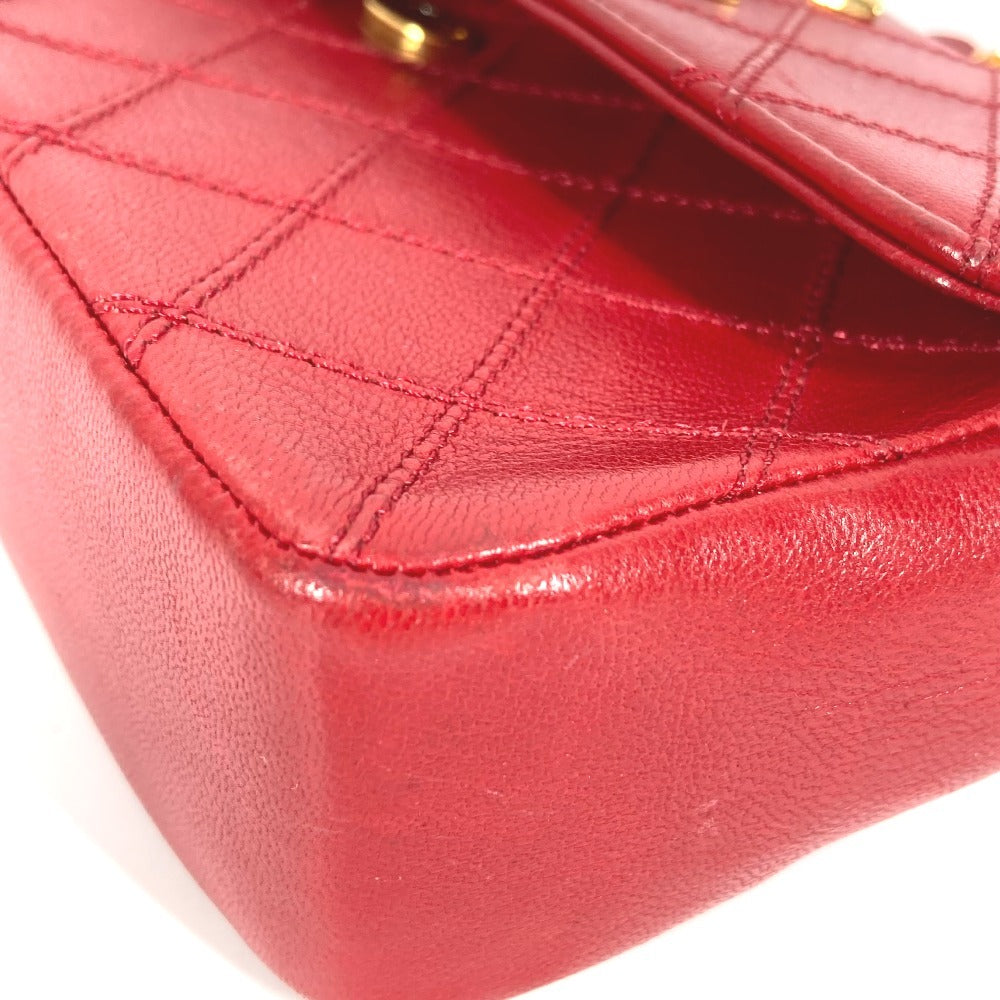 CHANEL ヴィンテージ マトラッセ キルティング CC ココマーク チェーン デカココ チェーンバッグ 斜め掛け カバン ポシェット ショルダーバッグ レザー レディース レッド
