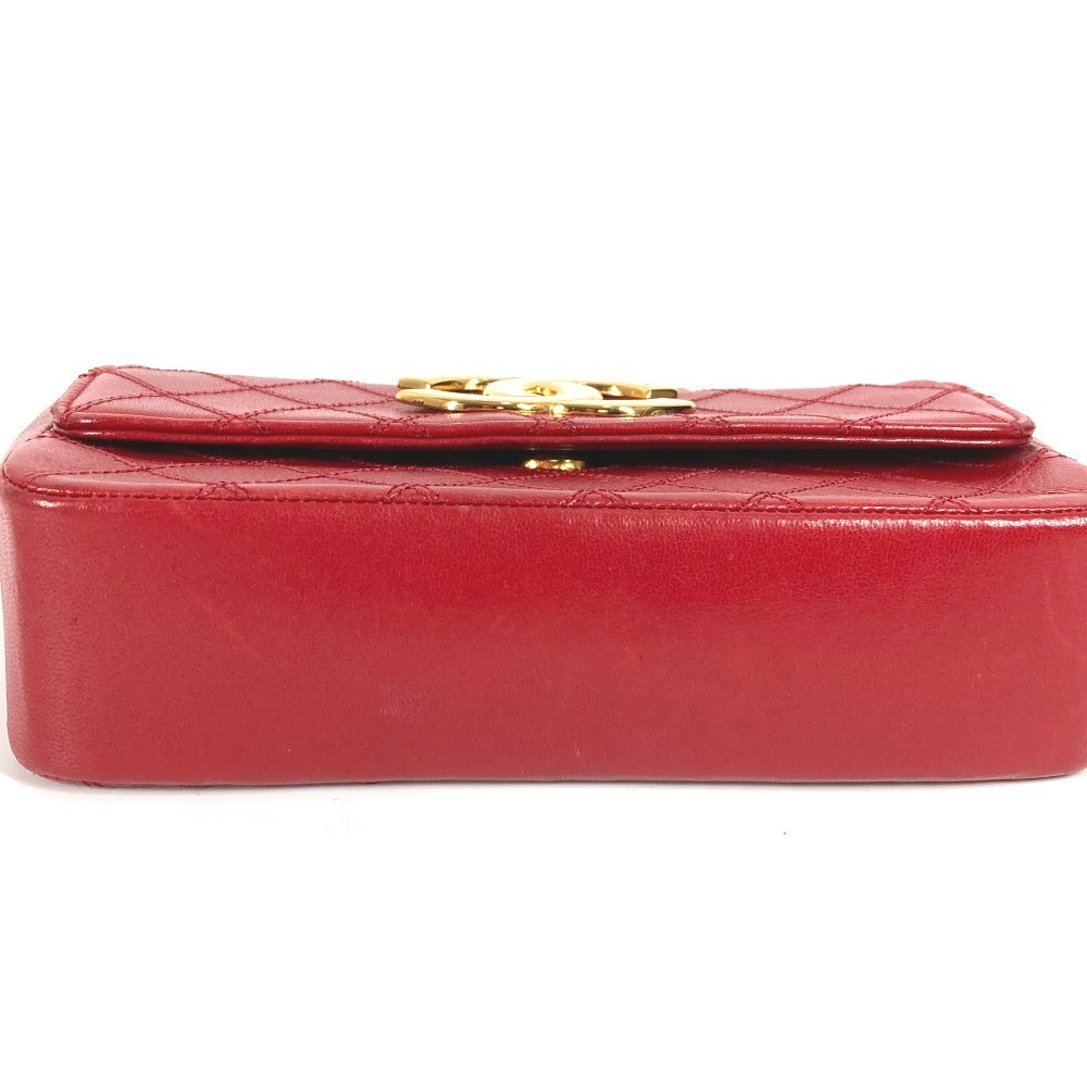 CHANEL ヴィンテージ マトラッセ キルティング CC ココマーク チェーン デカココ チェーンバッグ 斜め掛け カバン ポシェット ショルダーバッグ レザー レディース レッド