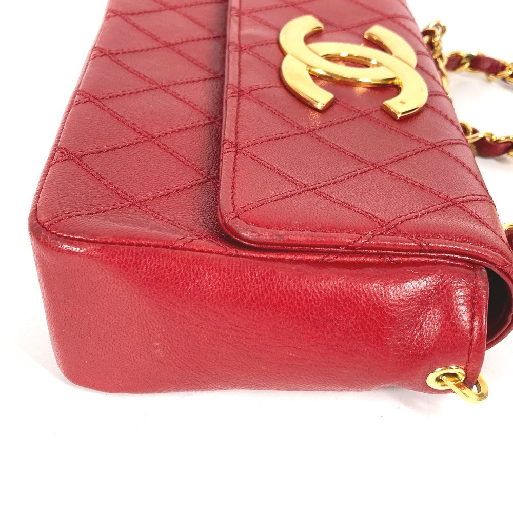 CHANEL ヴィンテージ マトラッセ キルティング CC ココマーク チェーン デカココ チェーンバッグ 斜め掛け カバン ポシェット ショルダーバッグ レザー レディース レッド