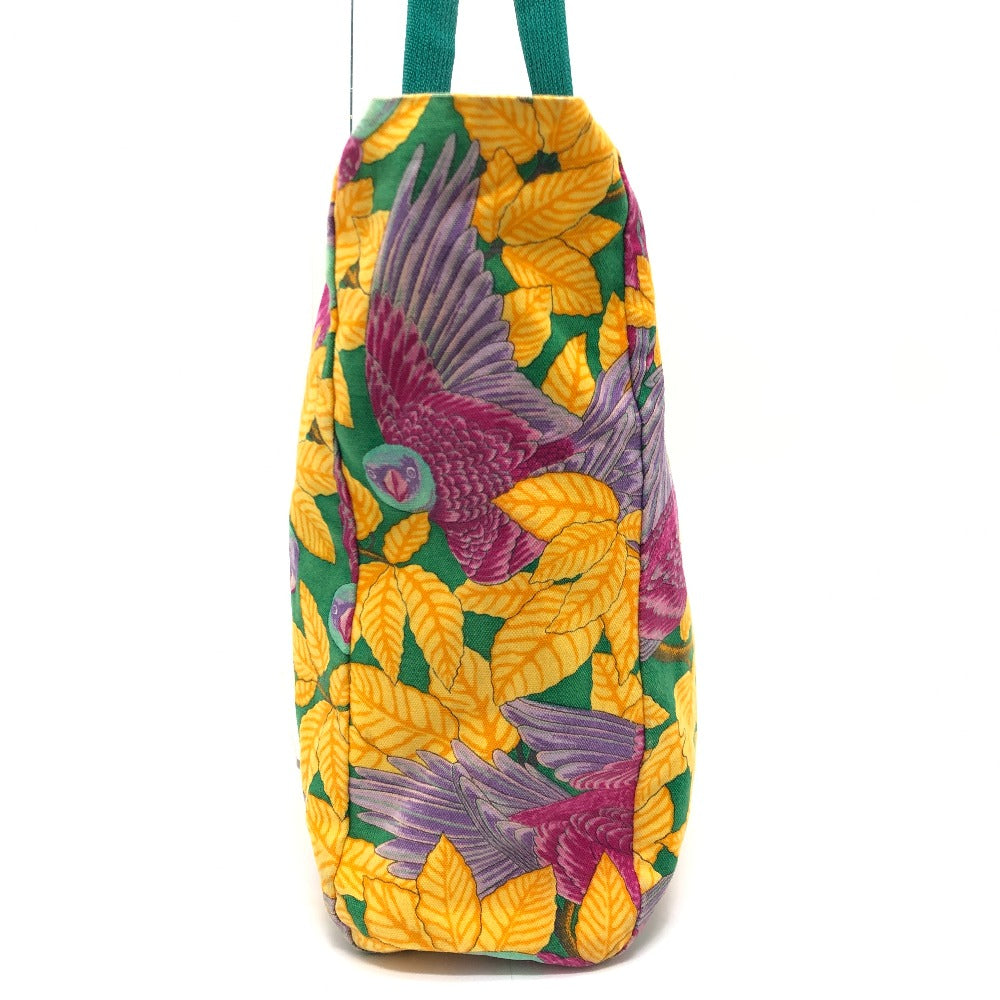 HERMES ヴィンテージ 鳥柄 カバン トートバッグ 肩掛け ショルダーバッグ コットン レディース グリーン