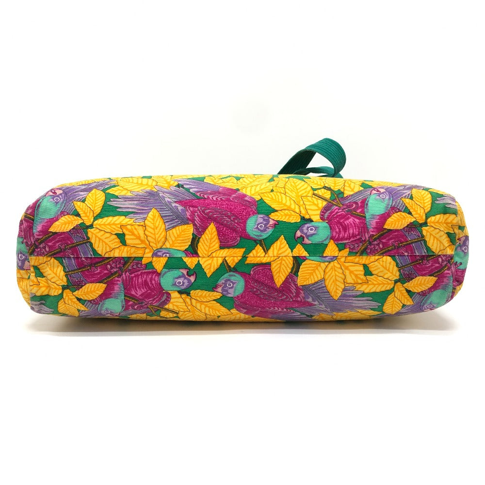 HERMES ヴィンテージ 鳥柄 カバン トートバッグ 肩掛け ショルダーバッグ コットン レディース グリーン