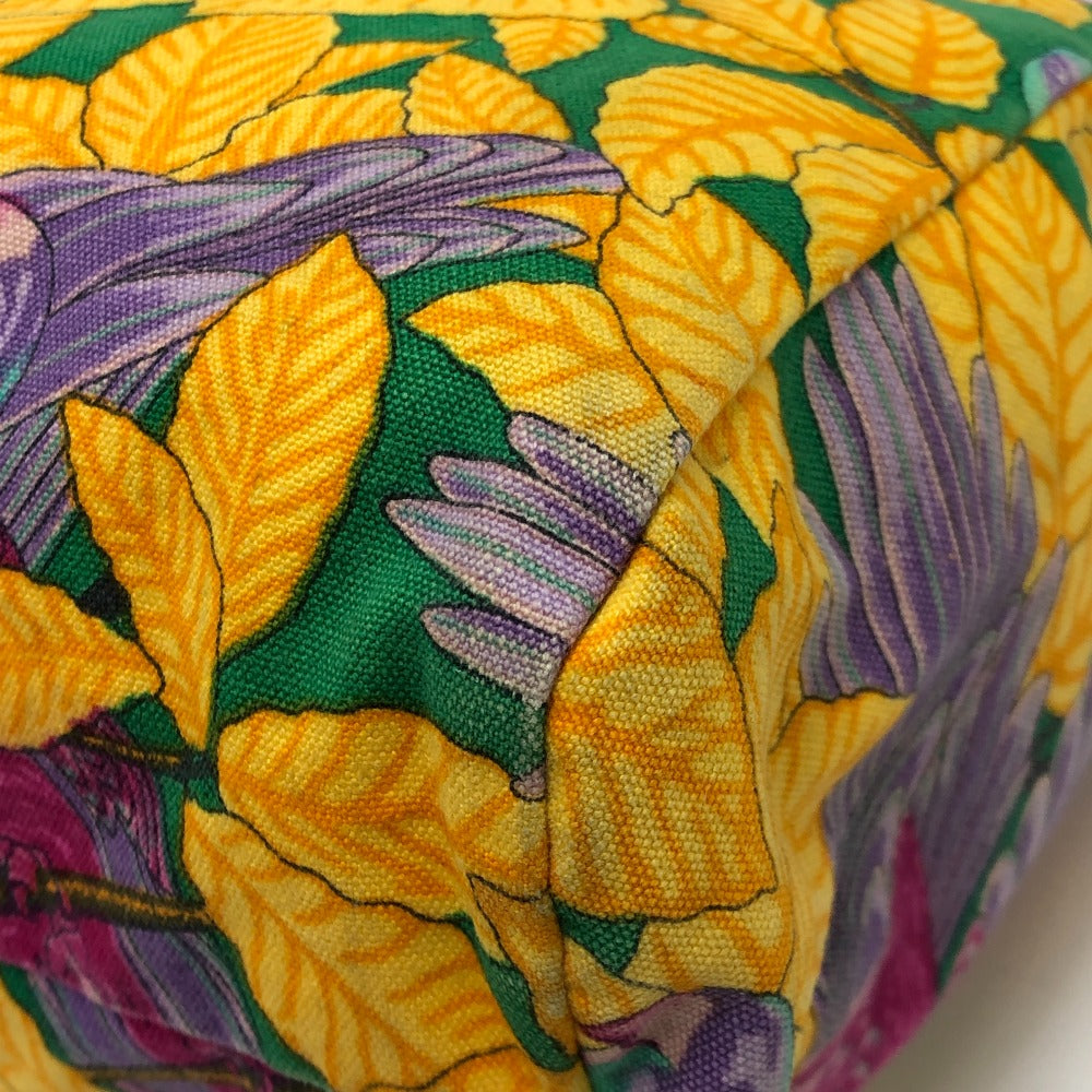 HERMES ヴィンテージ 鳥柄 カバン トートバッグ 肩掛け ショルダーバッグ コットン レディース グリーン