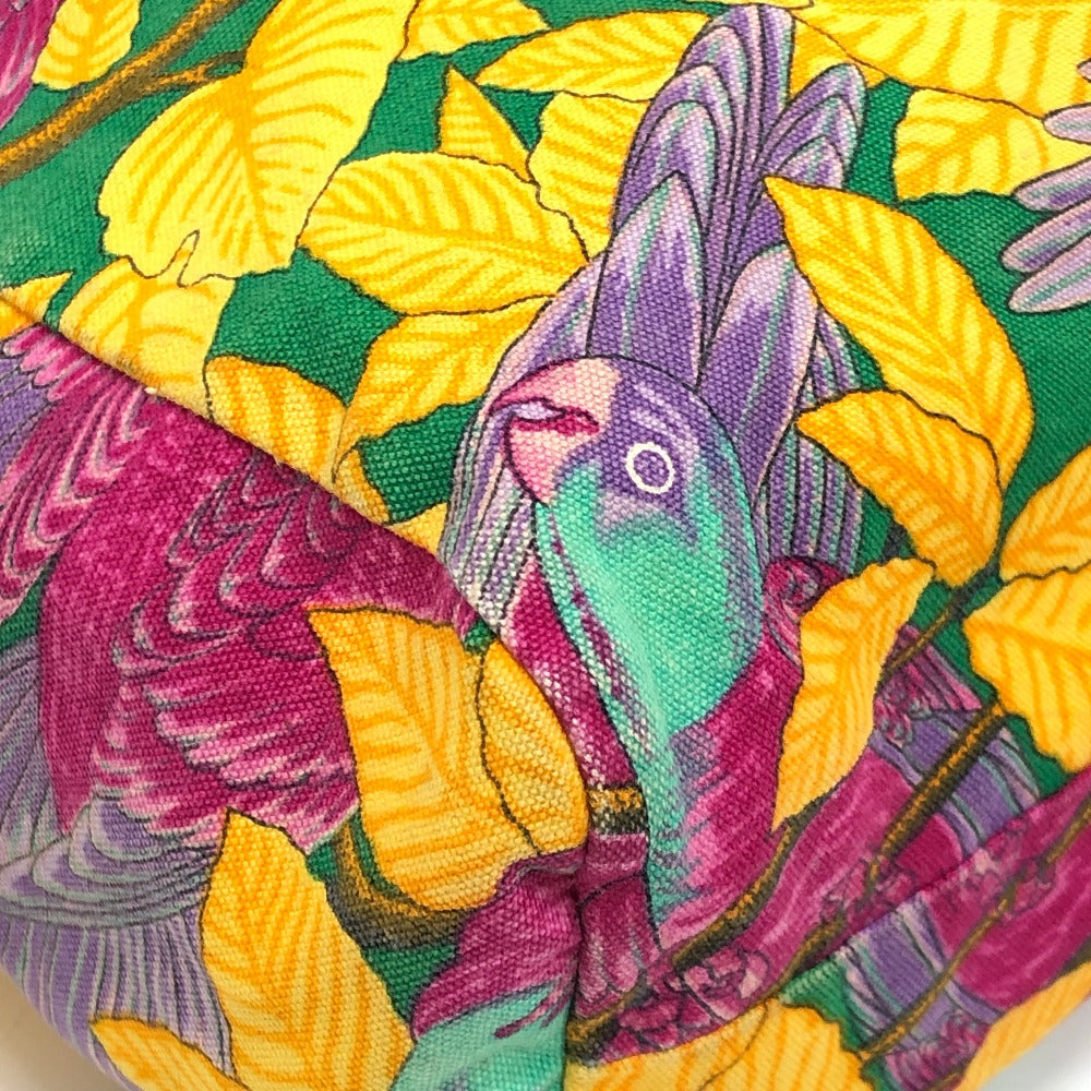 HERMES ヴィンテージ 鳥柄 カバン トートバッグ 肩掛け ショルダーバッグ コットン レディース グリーン