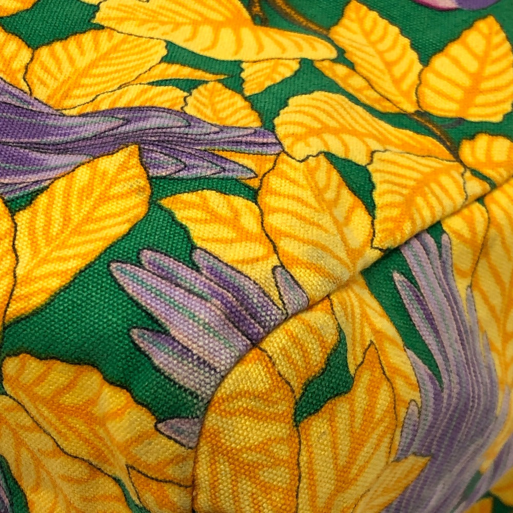 HERMES ヴィンテージ 鳥柄 カバン トートバッグ 肩掛け ショルダーバッグ コットン レディース グリーン