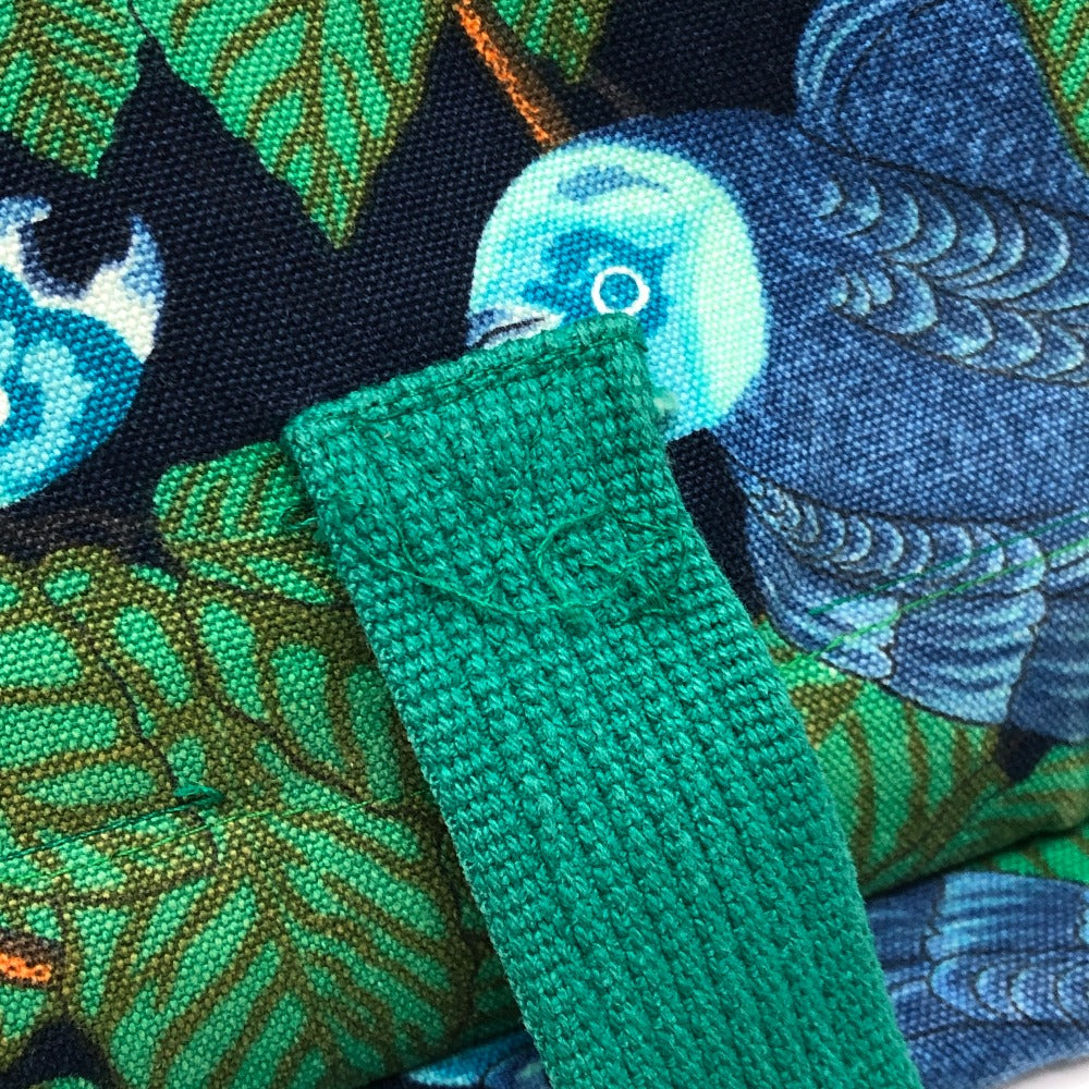 HERMES ヴィンテージ 鳥柄 カバン トートバッグ 肩掛け ショルダーバッグ コットン レディース グリーン