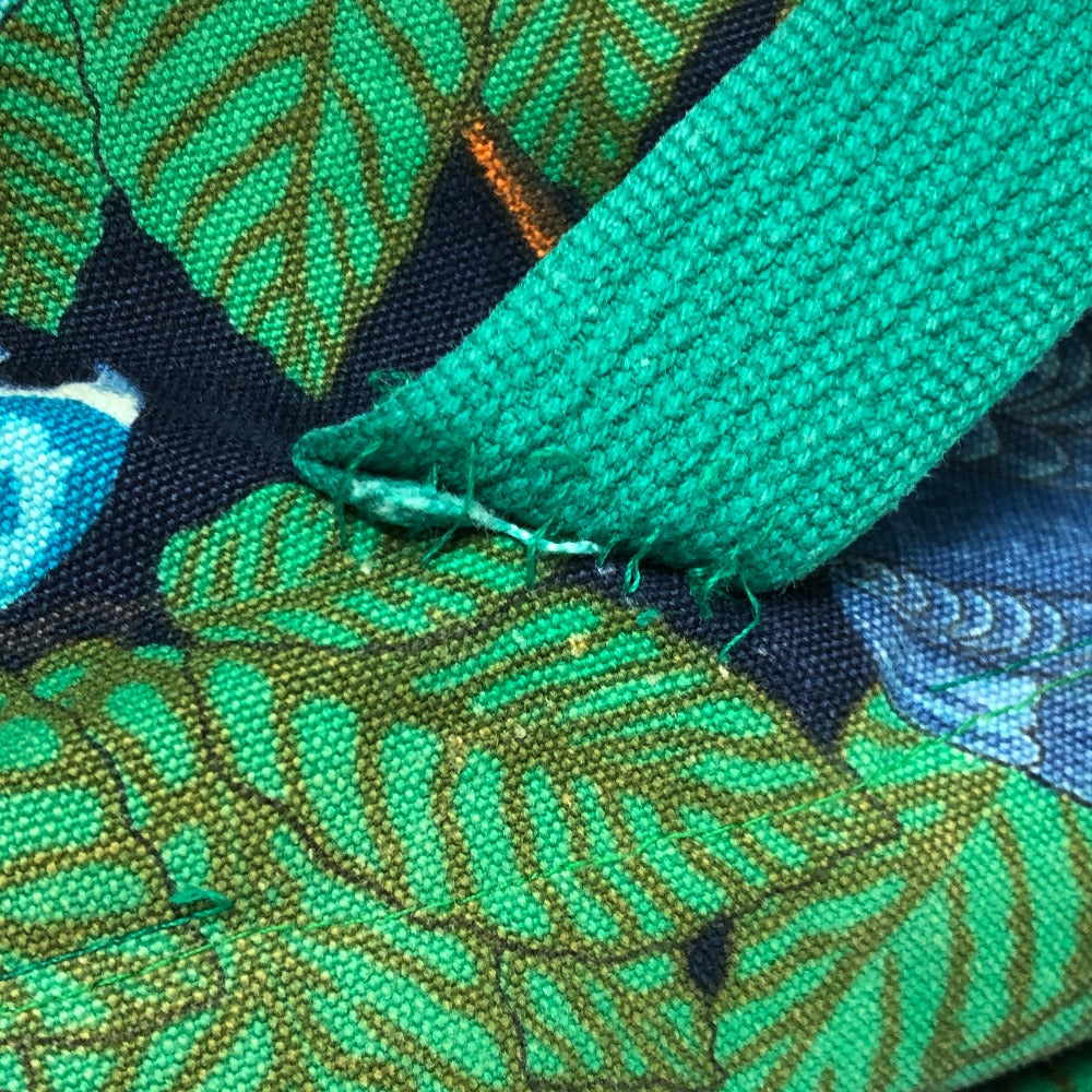 HERMES ヴィンテージ 鳥柄 カバン トートバッグ 肩掛け ショルダーバッグ コットン レディース グリーン