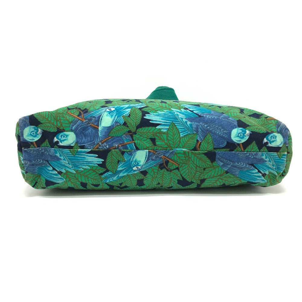 HERMES ヴィンテージ 鳥柄 カバン トートバッグ 肩掛け ショルダーバッグ コットン レディース グリーン