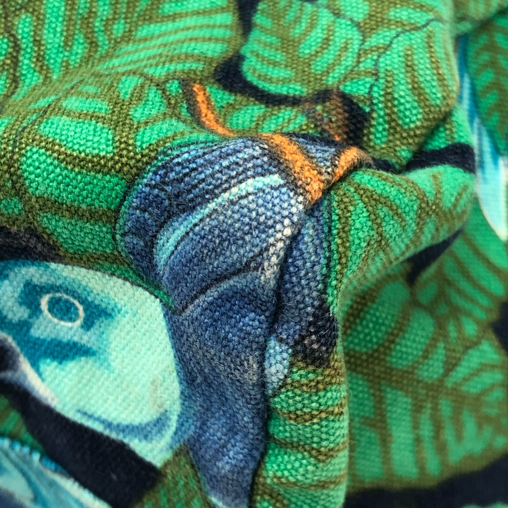 HERMES ヴィンテージ 鳥柄 カバン トートバッグ 肩掛け ショルダーバッグ コットン レディース グリーン