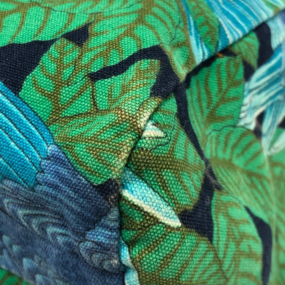 HERMES ヴィンテージ 鳥柄 カバン トートバッグ 肩掛け ショルダーバッグ コットン レディース グリーン