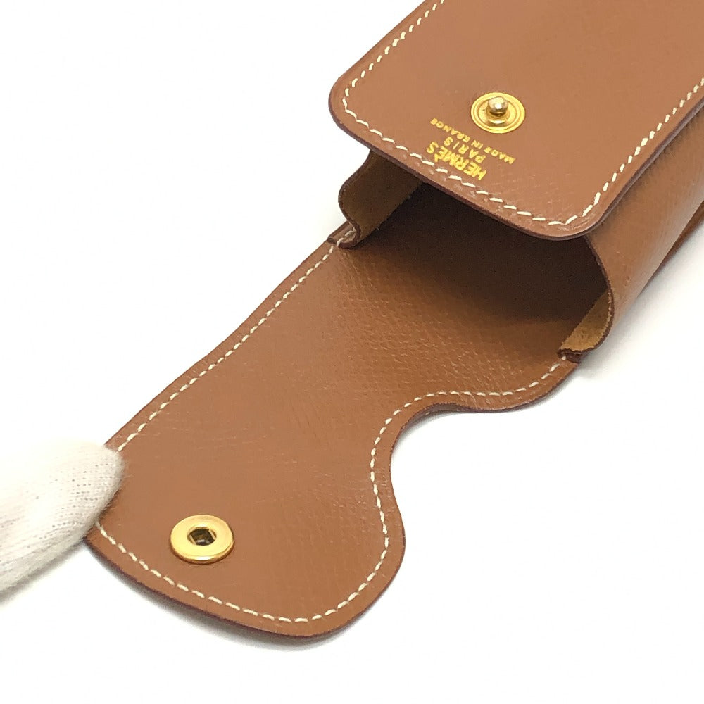 HERMES ガムケース ペンケース ゴールド金具 筆箱 小物入れ マルチポーチ 雑貨 ポーチ レザー レディース ゴールド