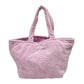 VERSACE メデューサ ロゴ トートバッグ ビーチバッグ パイル地 ショルダーバッグ コットン レディース ピンク