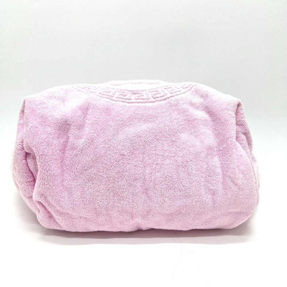 VERSACE メデューサ ロゴ トートバッグ ビーチバッグ パイル地 ショルダーバッグ コットン レディース ピンク