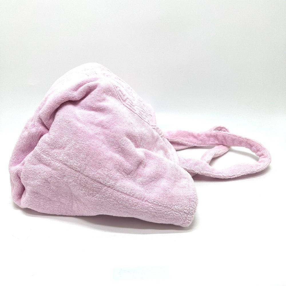 VERSACE メデューサ ロゴ トートバッグ ビーチバッグ パイル地 ショルダーバッグ コットン レディース ピンク